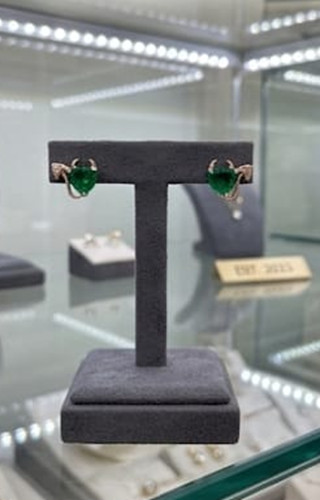 4ct Heart Simulated Green Emerald/Diamond Helloween Stud Earring Rose Gold Plate