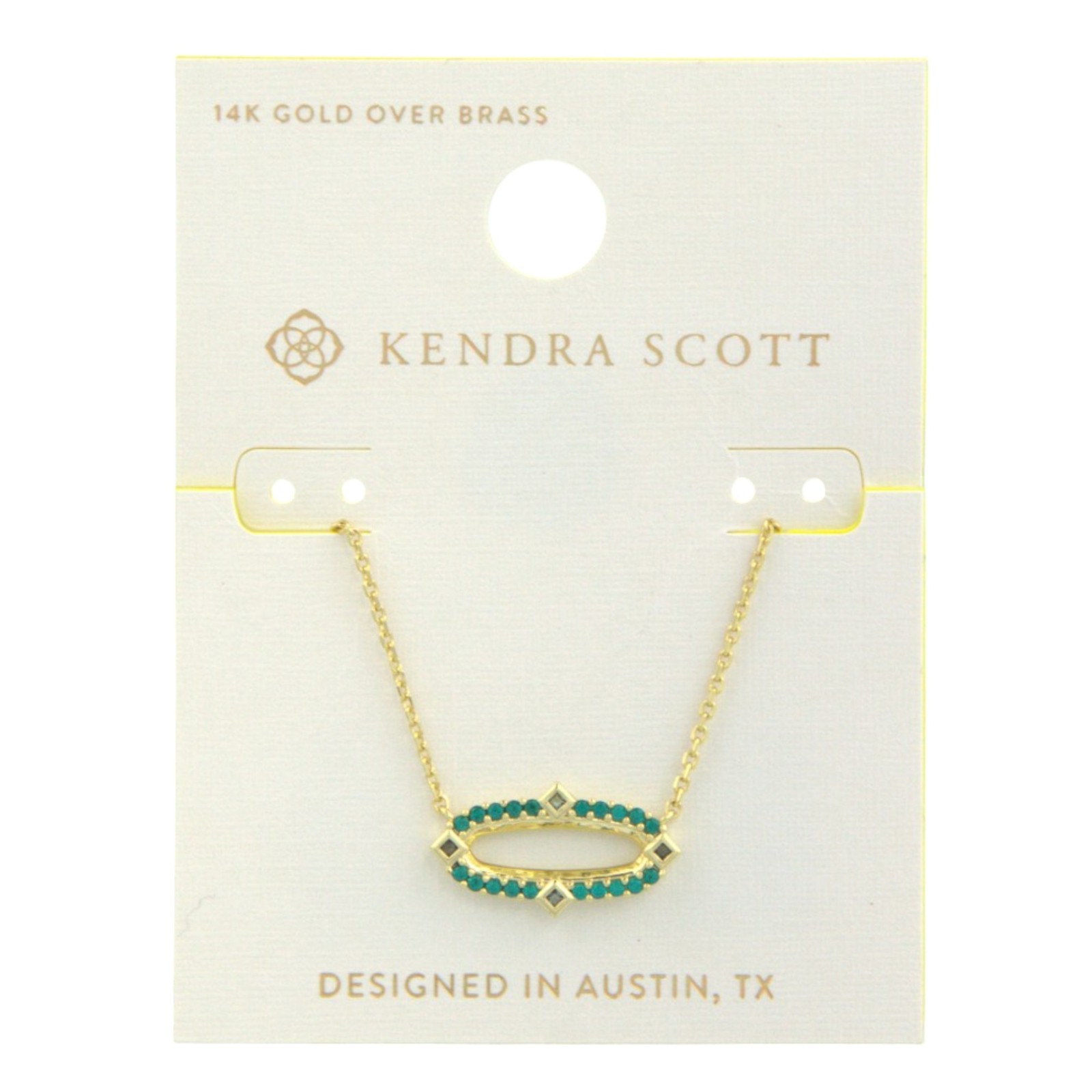 Kendra Scott Kadyn Pendant Necklace 14K Gold Over Brass Green Mix