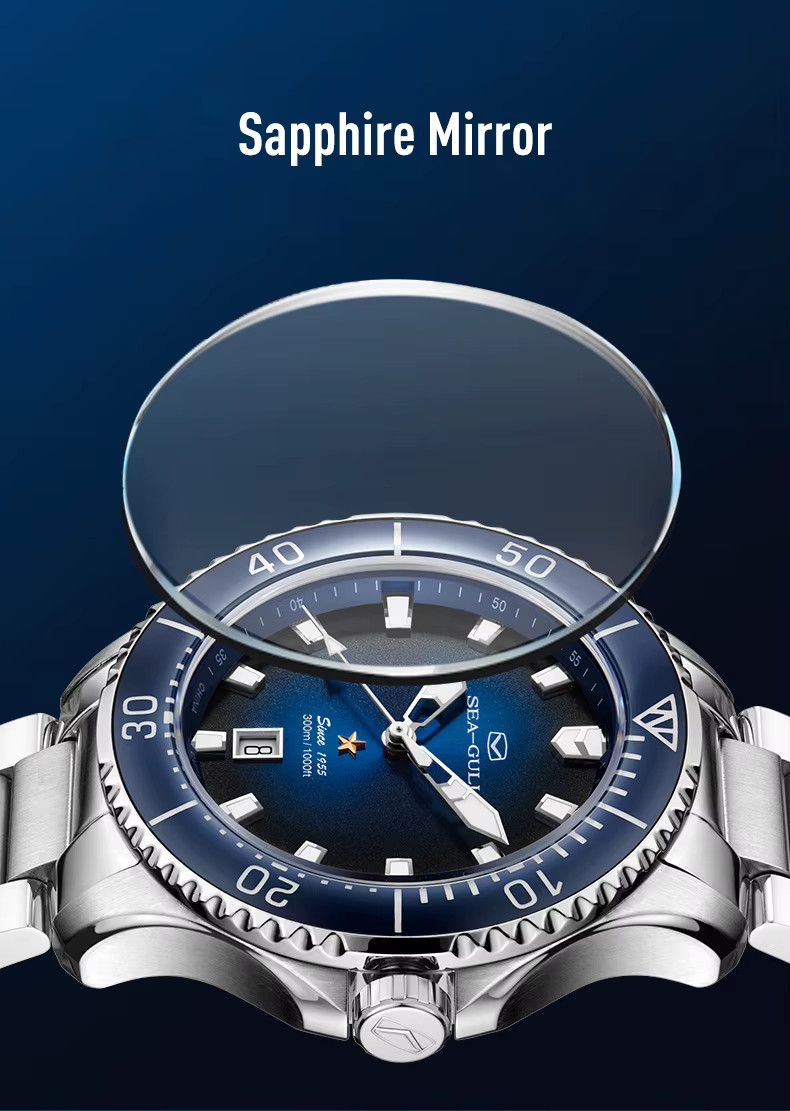 Seagull Automatic 40mm Watch Ocean Diver Wristwatch 300m 30ATM Waterproof