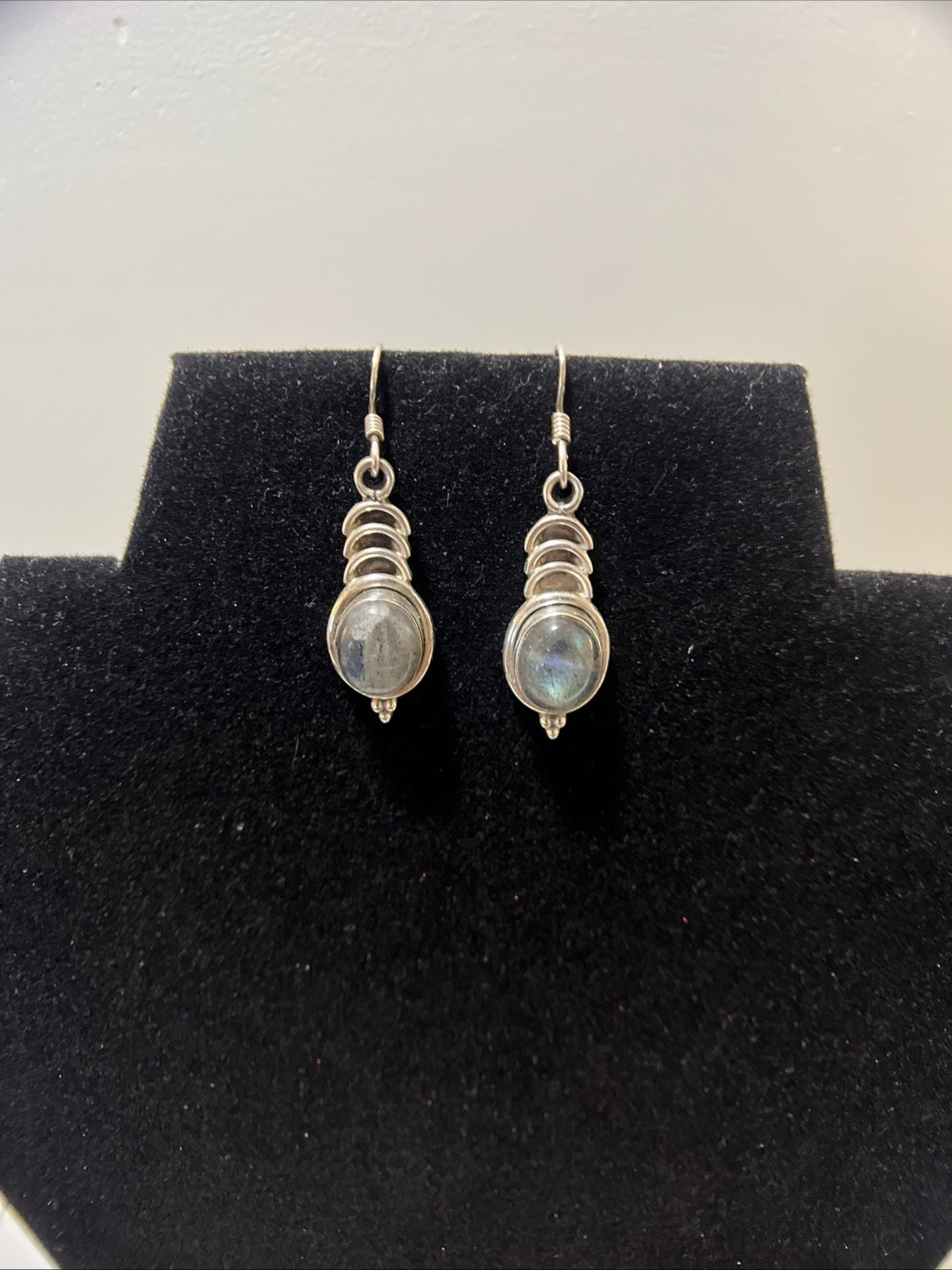 Lot of 3 Pairs Vintage 925 Sterling Silver Cabochon Dangle Earrings Boho