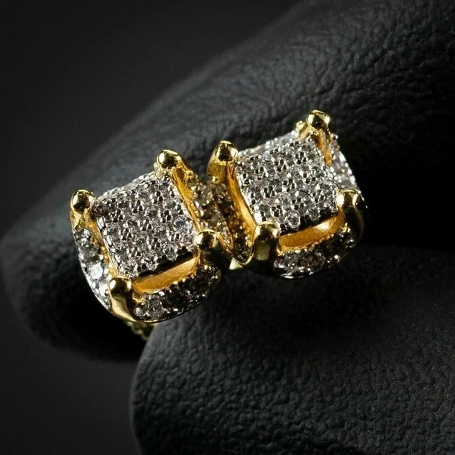 3.00Ct Round Cut Lab Created Diamond Men’s Stud Earring 14K Yellow Gold Plated