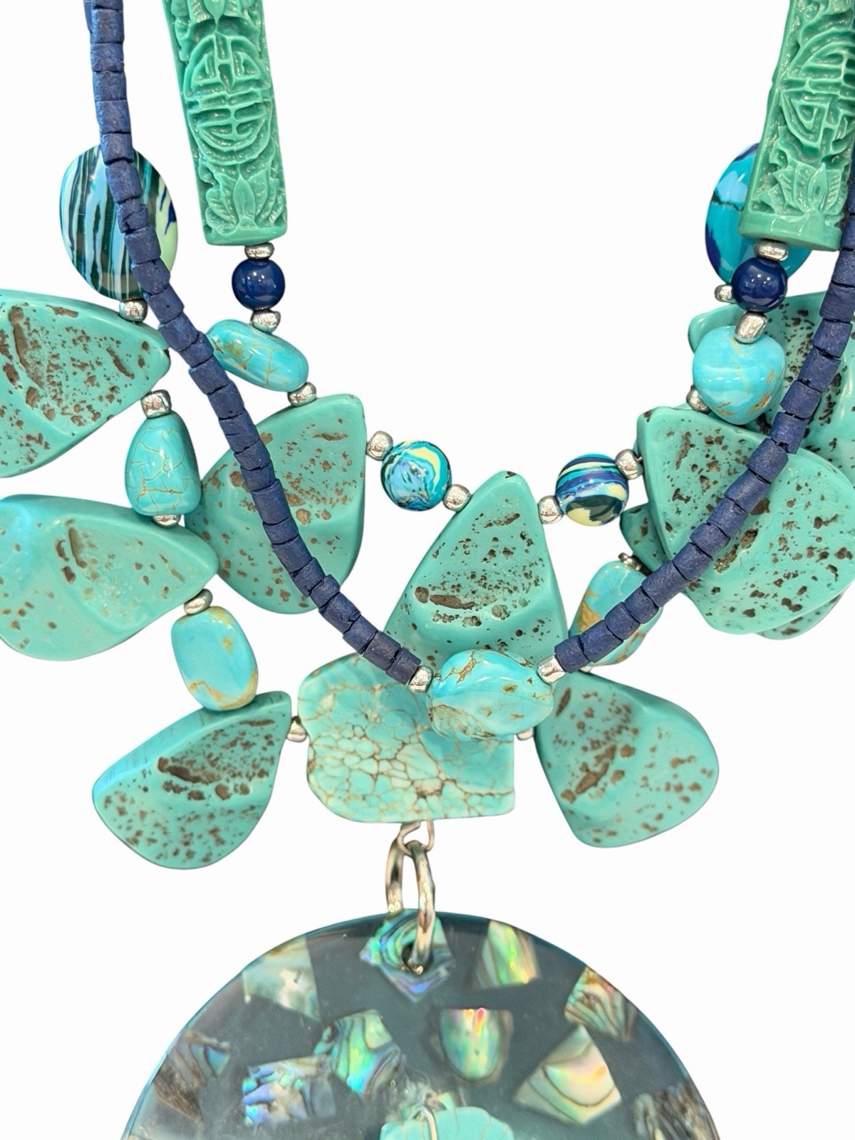 Chico’s Hera Pendant Necklace Turquoise Blue Statement Necklace NEW $55 Mermaid