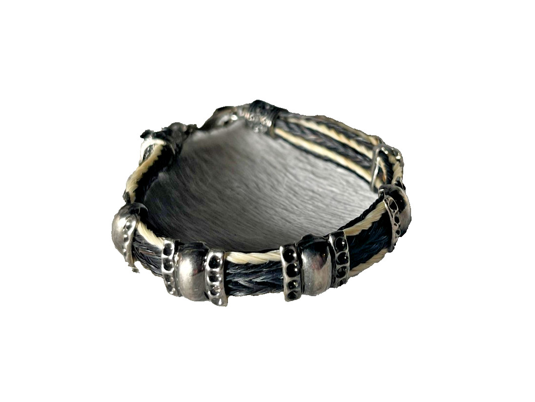 Western Womans Bracelet 8 x 3/8 in Horsehair Silver Concho Lobster Multicolo