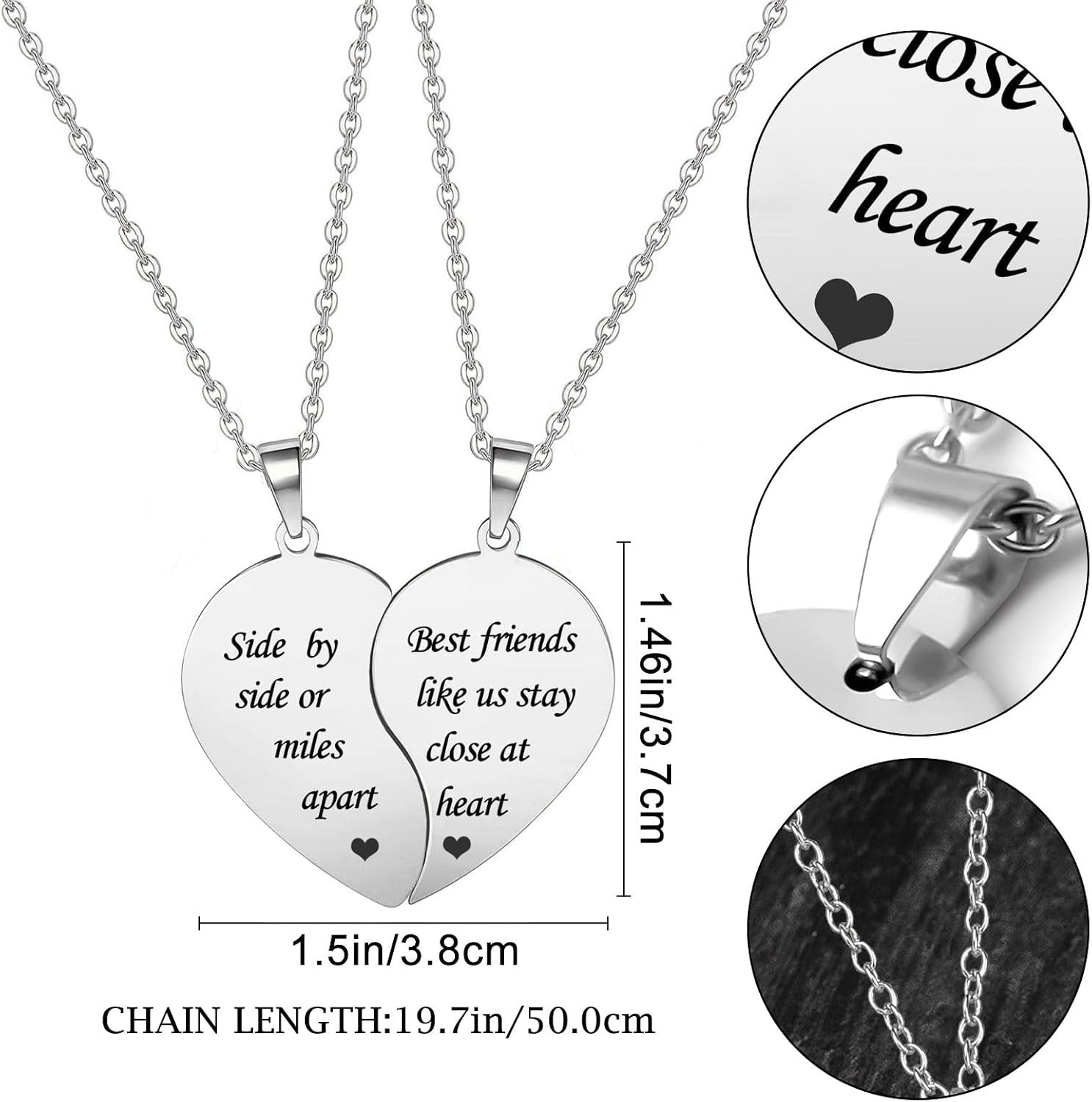 Matching Heart BFF Necklace Set – Friendship & Valentine’s Gift