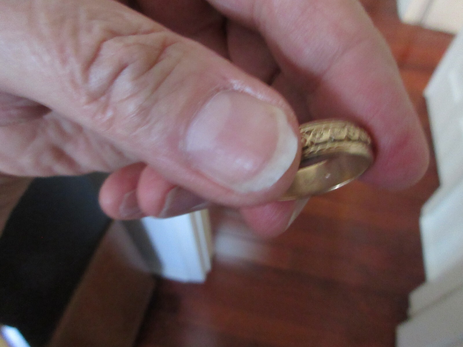 Men’s Wedding Band , 14Kt. Gold , 3/4″X3/4″ , Approx Size 11 1/2 , Weight 0.3 ou