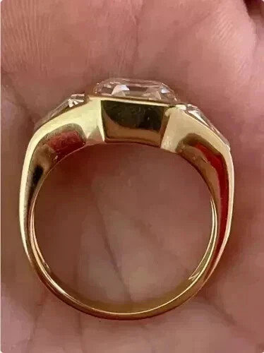2.30Ct Asscher Cut Real Moissanite Women’ Wedding Ring Yellow Gold Plated Silver