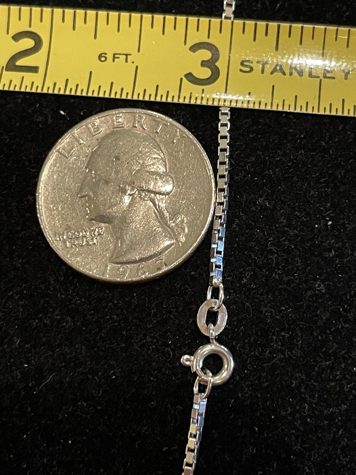 18k Necklace MARKED 750 WHITE GOLD 23″ BOX CHAIN Jewelry 9.45g Vintage