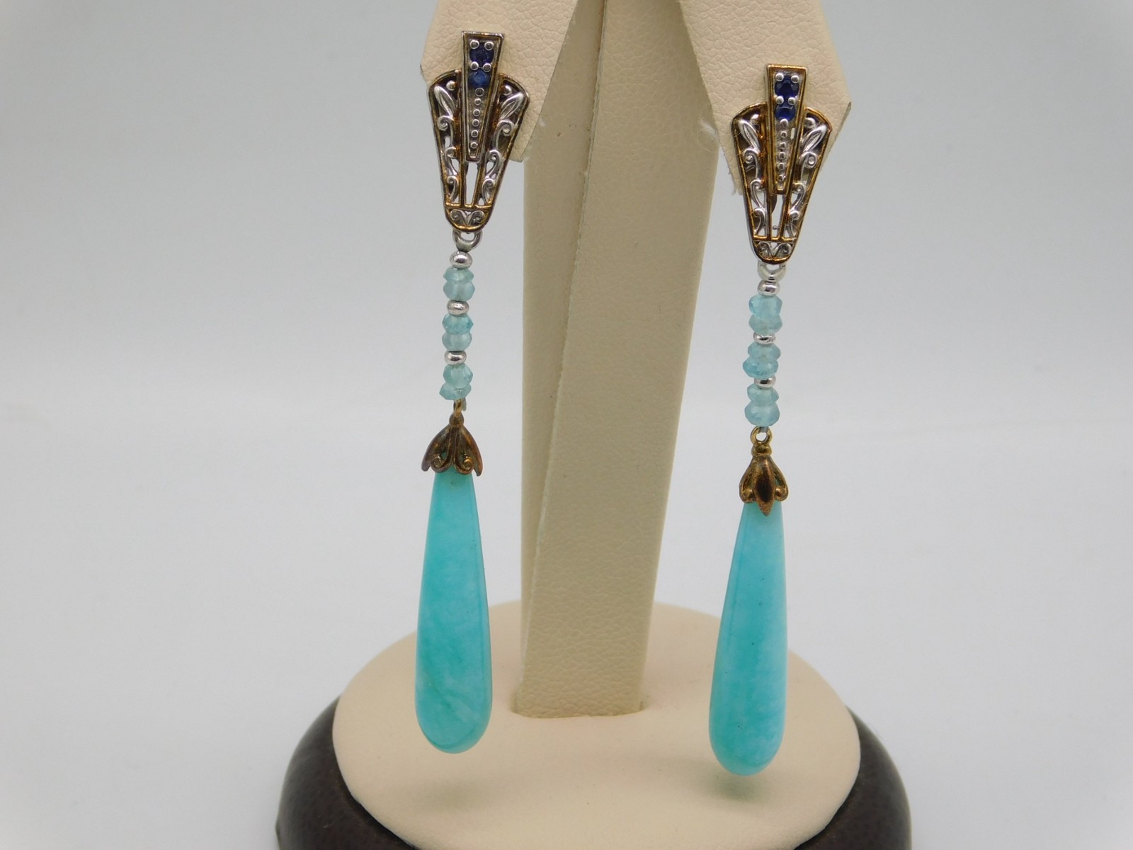 DESIGNER MICHAEL VALITUTTI GEMS EN VOGUE STERLING SILVER LARIMAR STONE EARRINGS