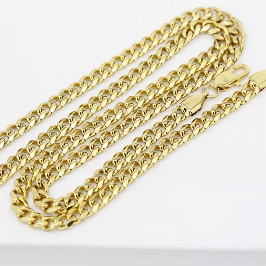 DG Men’s 24″Stainless Steel Bitcoin 35mm Circle Cuban Curb Chain Gold plated Box
