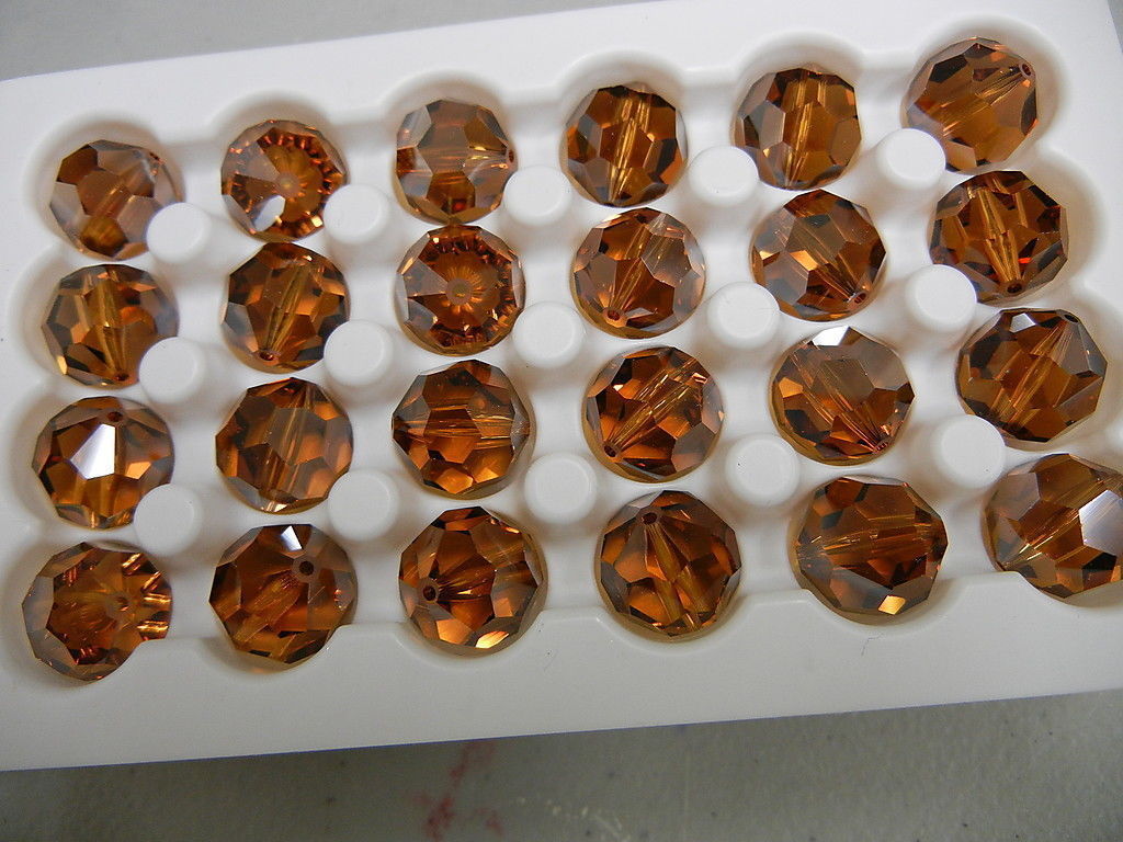 4 swarovski vintage crystal beads,14mm topaz satin #5000