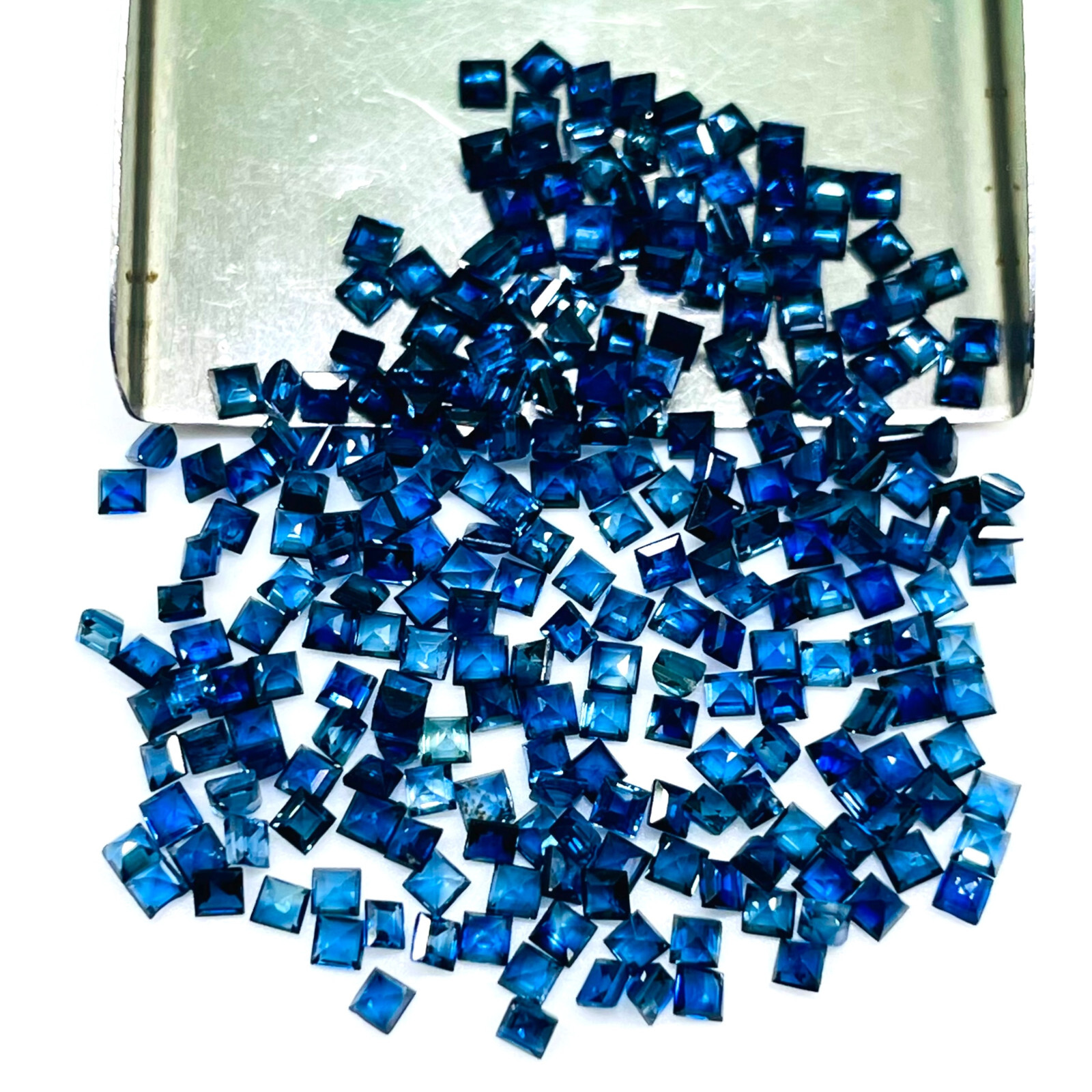 VVS 25 Pcs Natural Ceylon Blue Sapphire 1.7mm Square Cut Loose Gemstones Lot