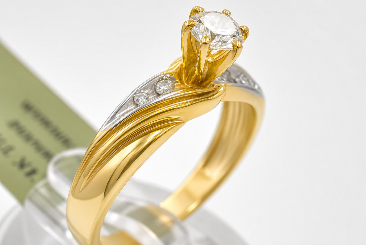 GENUINE 0.45 Cts DIAMOND ENGAGEMENT RING SOLID 14K GOLD – NWT – Free Appraisal