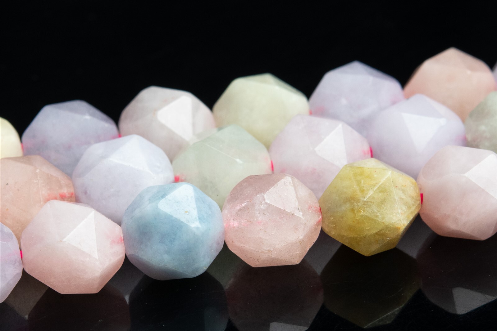 Natural Beryl Morganite Aquamarine Star Cut Faceted Grade AA Bead 5-6/7-8/9-10MM