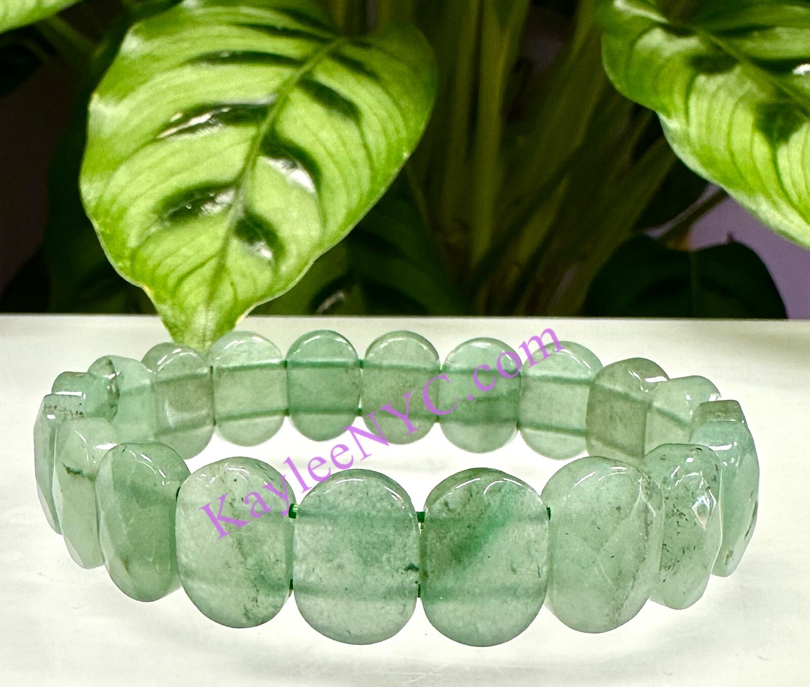 Wholesale 6 Pcs Natural Aventurine Faceted 7.5” Crystal Bracelet 15mm