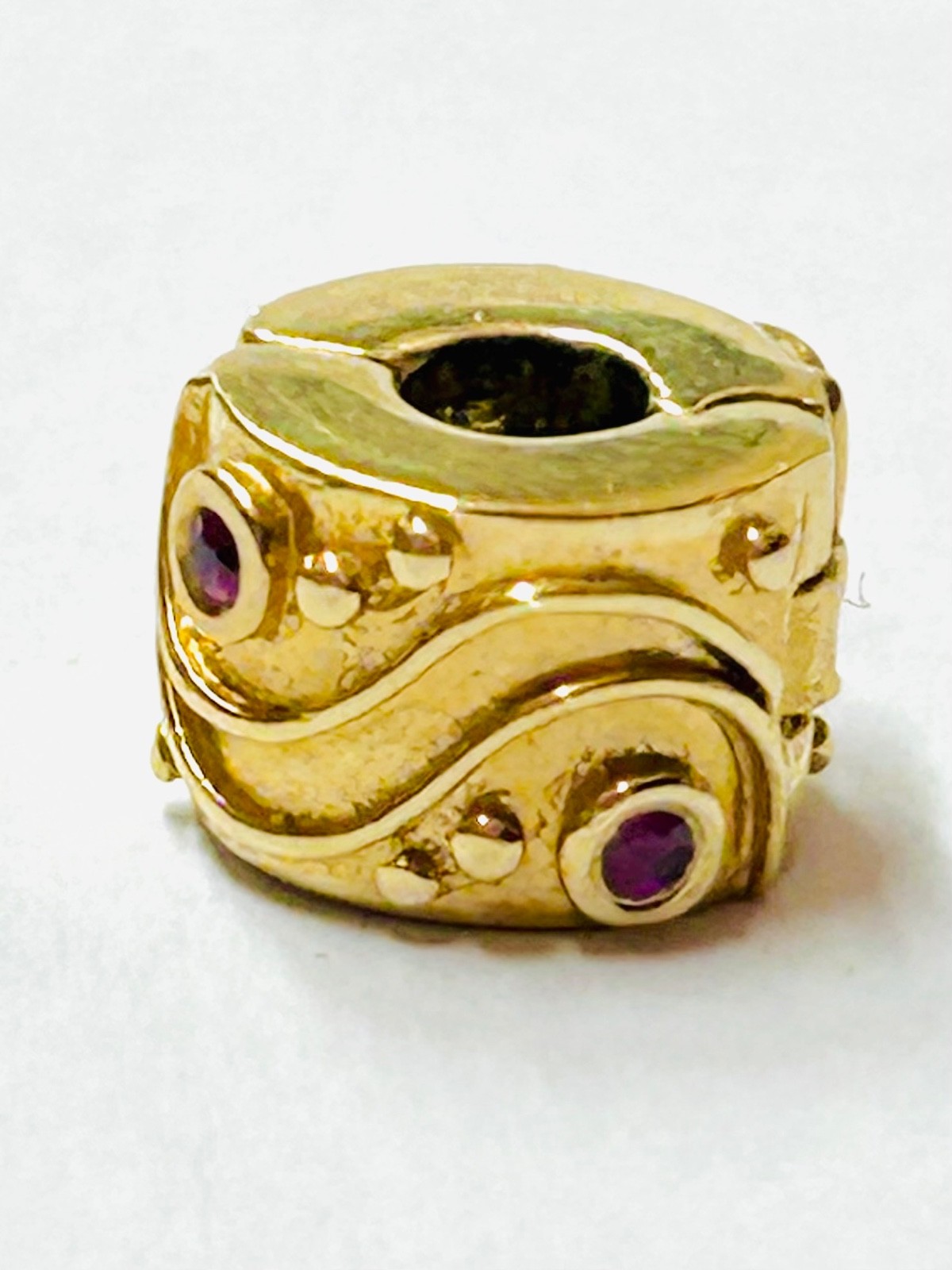 “Genuine PANDORA 14K 585 ALE Babbling Brook Ruby Clip Charm” 750418RU RETIRED