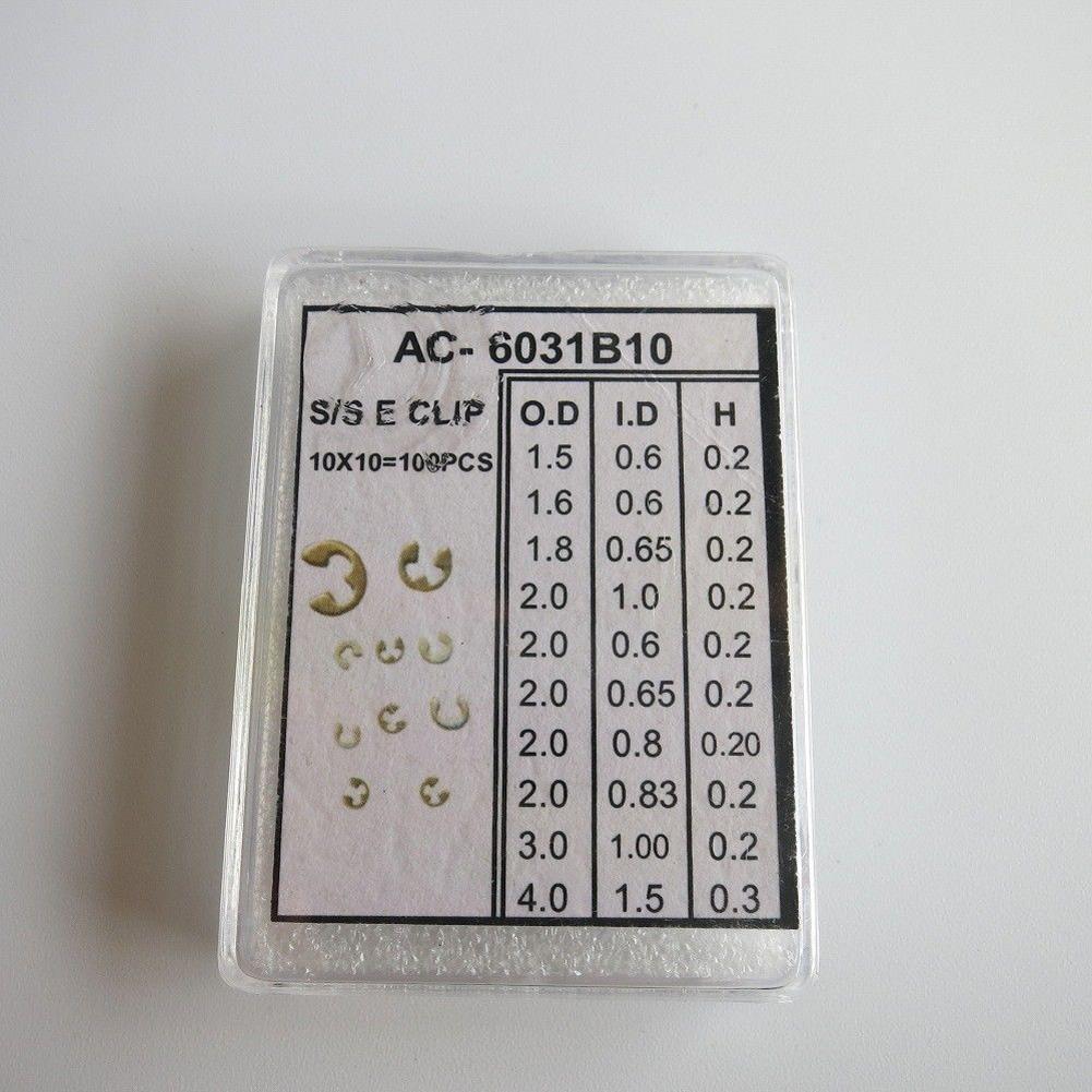 90Pack Watch Pusher Button C-clip E Clip Circlip Ring 9 Sizes Assortment