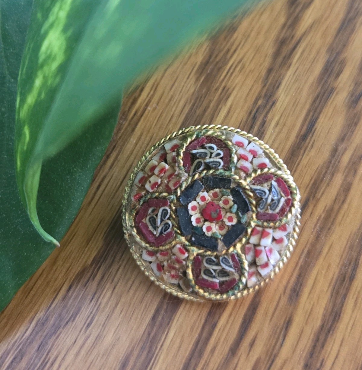 Vtg Italian Micro Mini Mosaic Brooch Pin Millefiori Early To Mid 20th Century
