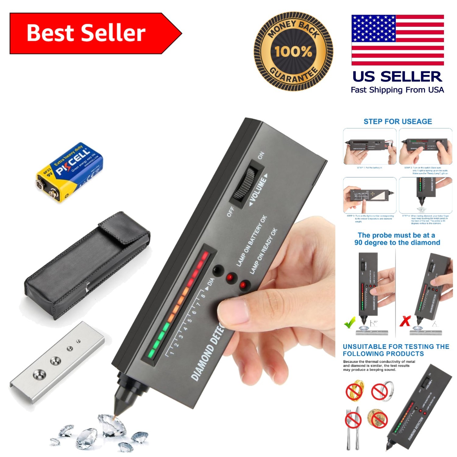 Professional Diamond Tester Pen with LED Display for Accurate Gemstone Detection
