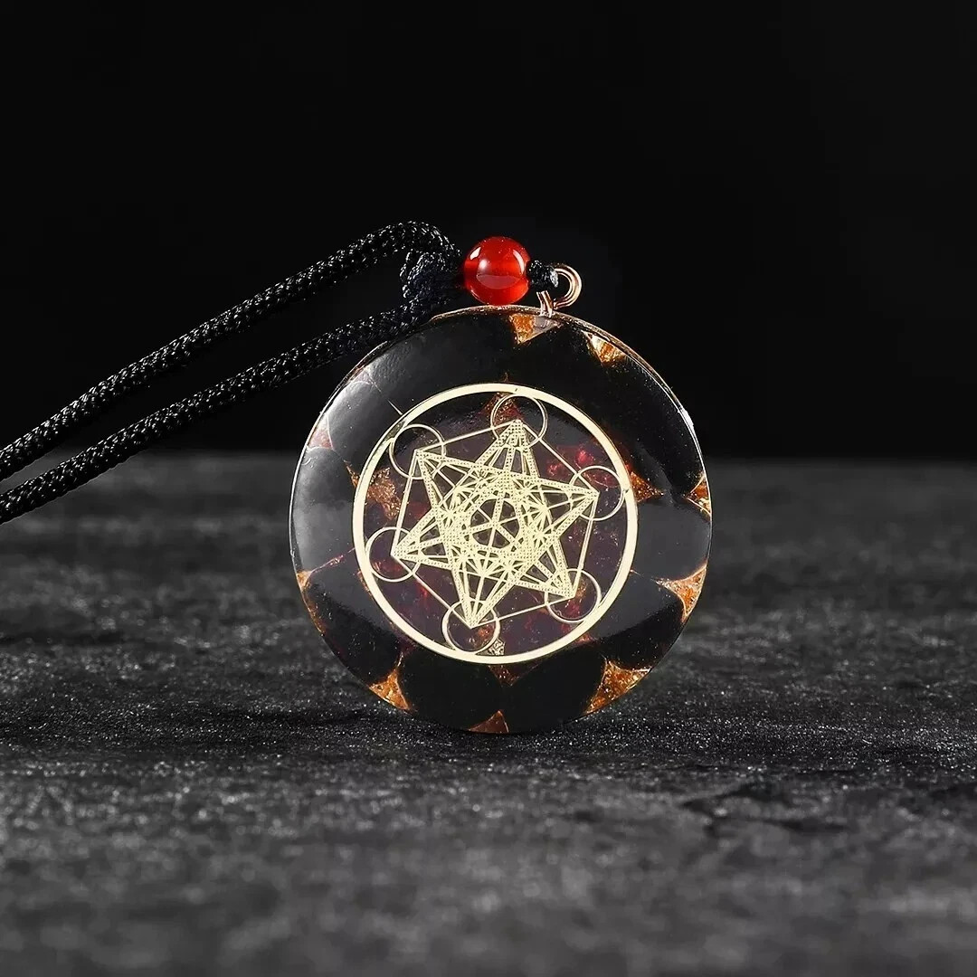 Black Tourmaline Orgonite Pendant Necklace Healing Spiritual Energy Amplifier
