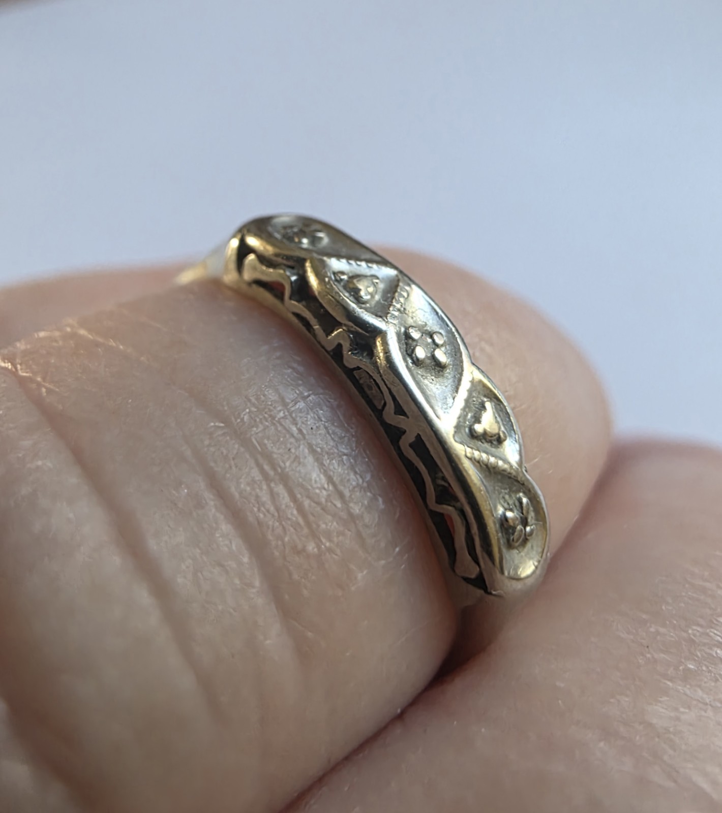 ARTCARVED 1920’s Art Deco 14k White Gold Wedding Ring -Size 8
