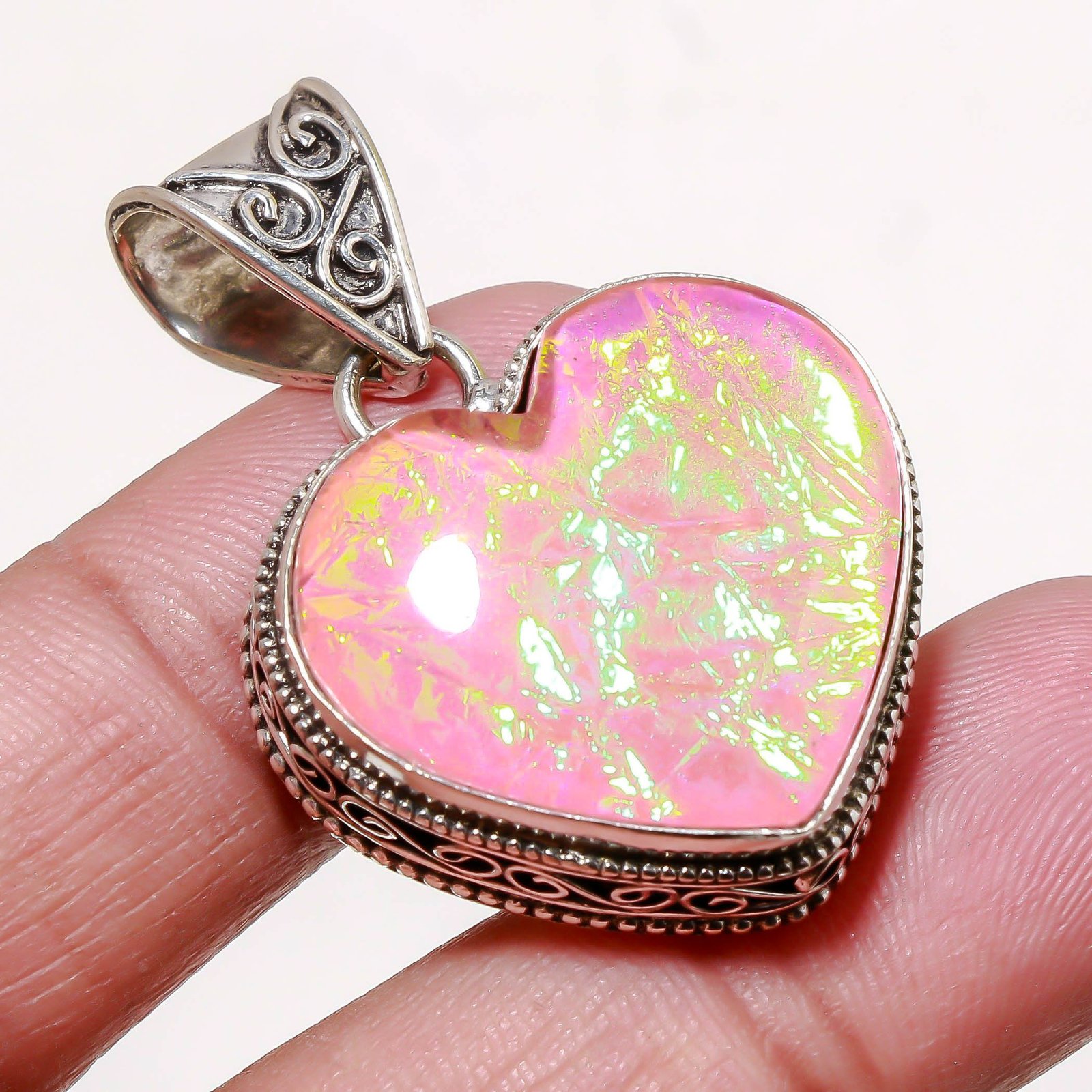 Pink Australian Triplet Opal Vintage Style Gemstone Ethnic Jewelry Pendant 1.80″