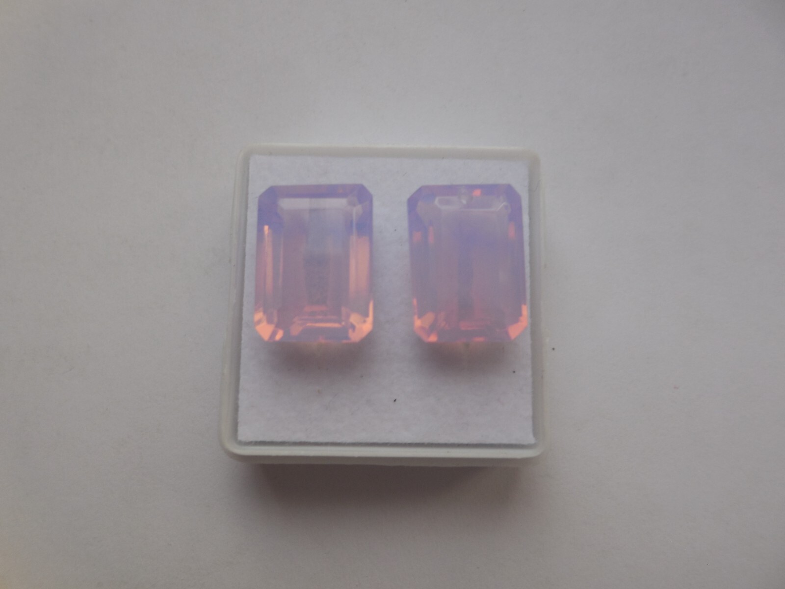 2 Pcs Lavender Chalcedony Faceted Top Front To Back Drilled Beads Rectangle Cut