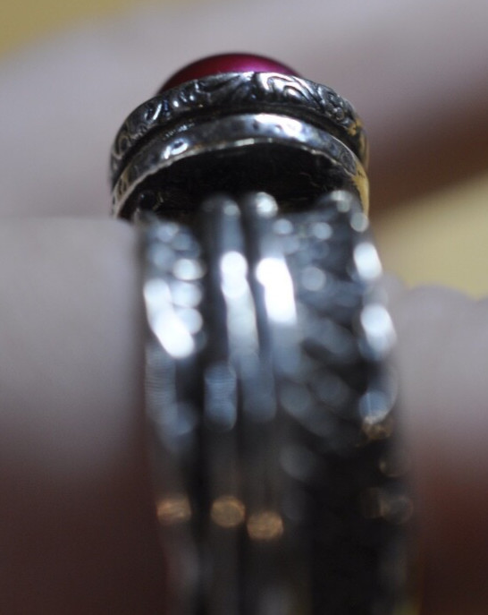 Vintage Sterling Silver Burgundy Spinner Ring Size 10 Classic Fashion Ring