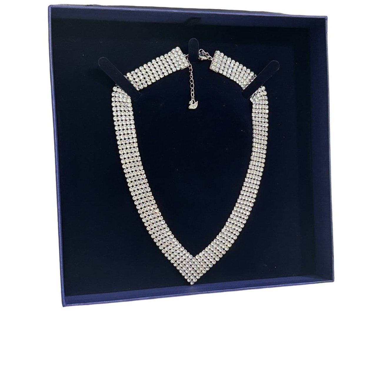 Swarovski FIT MESH Necklace, White, Palladium plated new