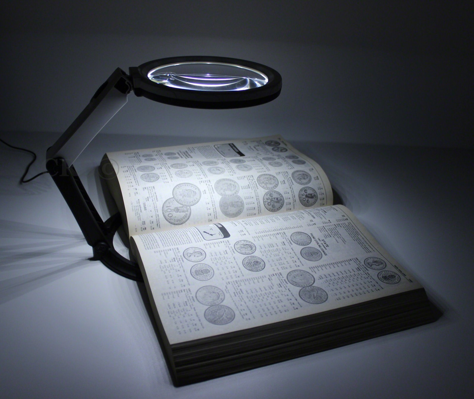 Desk Table Top Magnifier 12 LED Lighted Dual Power Magnifying Glass Adjustable