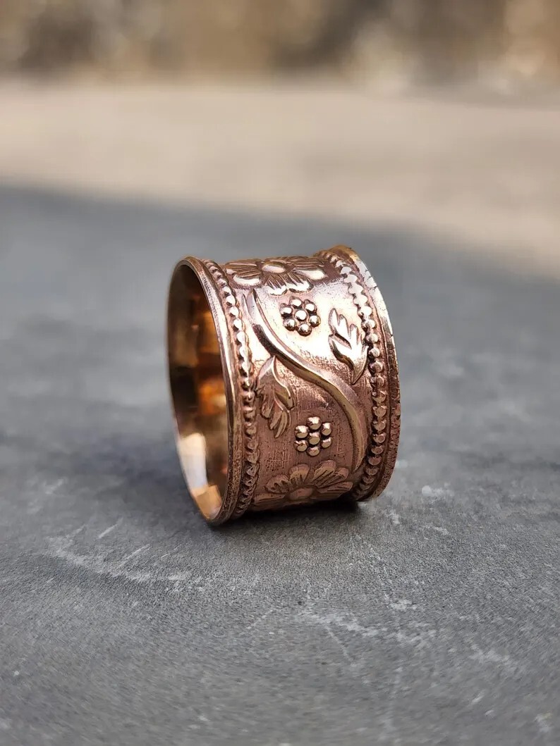 100% Solid Pure Copper Ring Wide Band Ring Handmade Lovely Ring All Size SR684