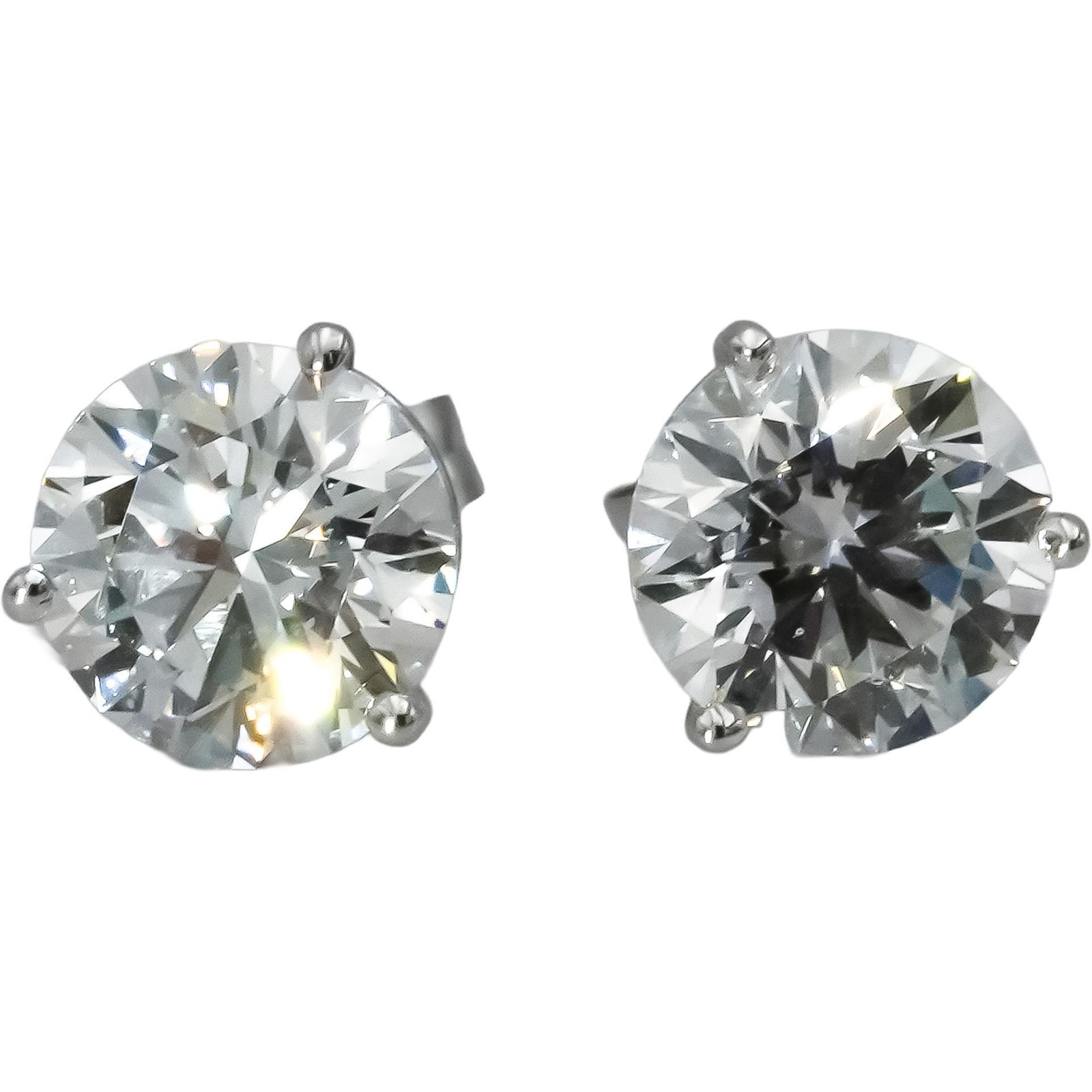 14k White Gold VS Round Lab-Grown Diamond Martini Setting Stud Earrings 5.09CT