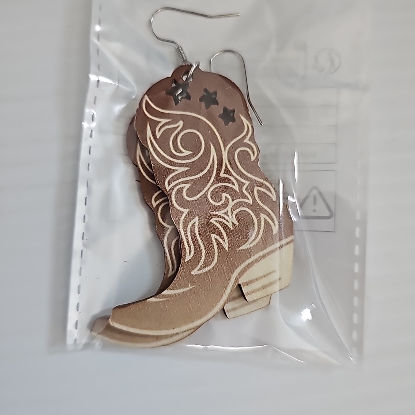 Boots Wooden 2.25″x2″ Dangle Hook Earrings Cowgirl Western Rodeo 5 Shades NEW