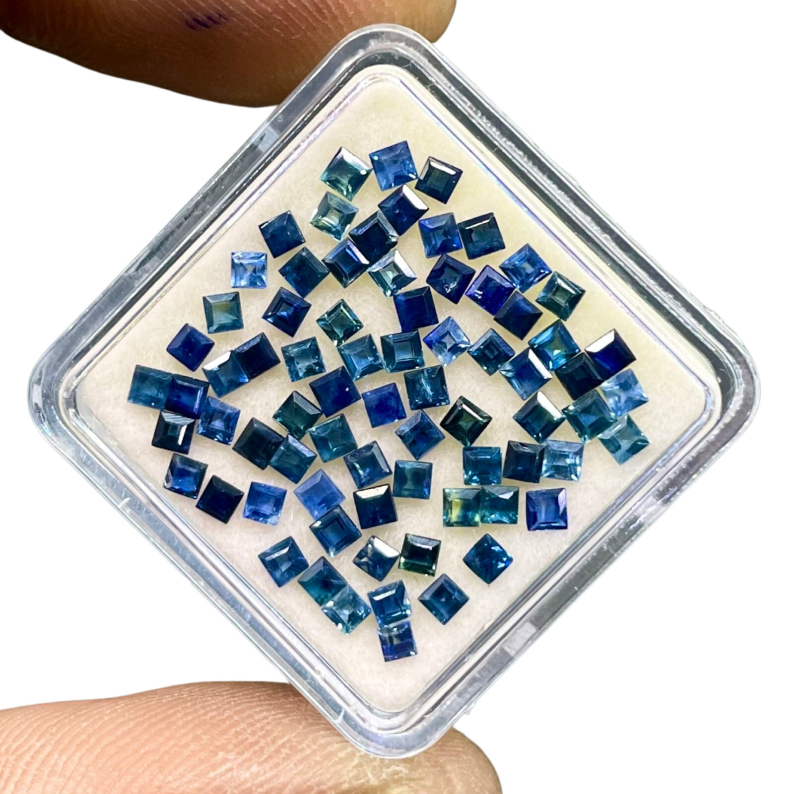 50 Pcs Natural Blue Sapphire 1.7mm Square Cut Loose Gemstones Lot Sri Lanka