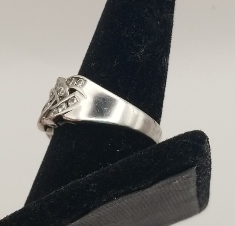 Vintage GSJ Signed CZ Woven Braid Sterling Silver Ring – Size 9.25 #3372