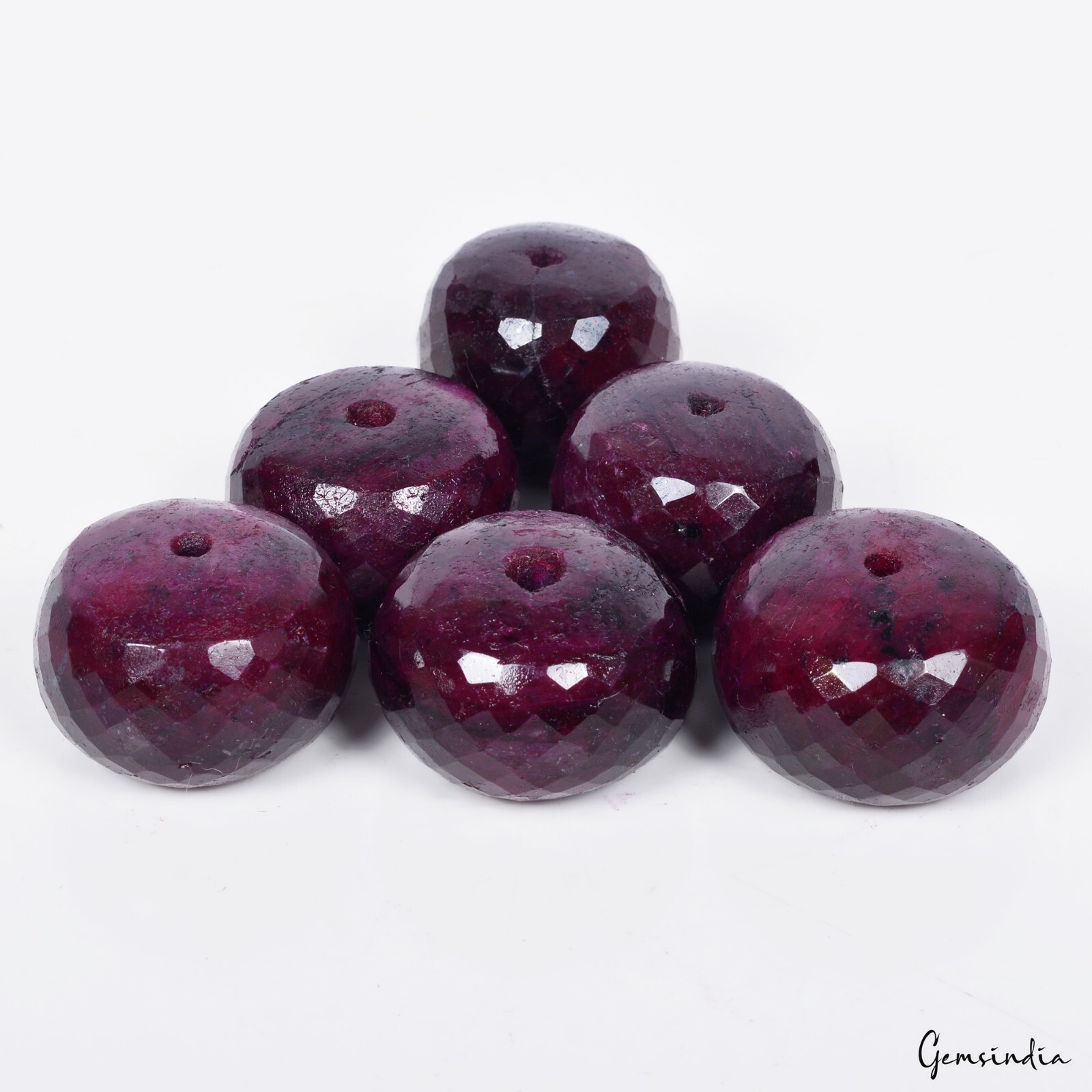 25-29mm Natural Dark Red Ruby Beads AAA Round Checker Cut Loose Gems Lot 1100 Ct