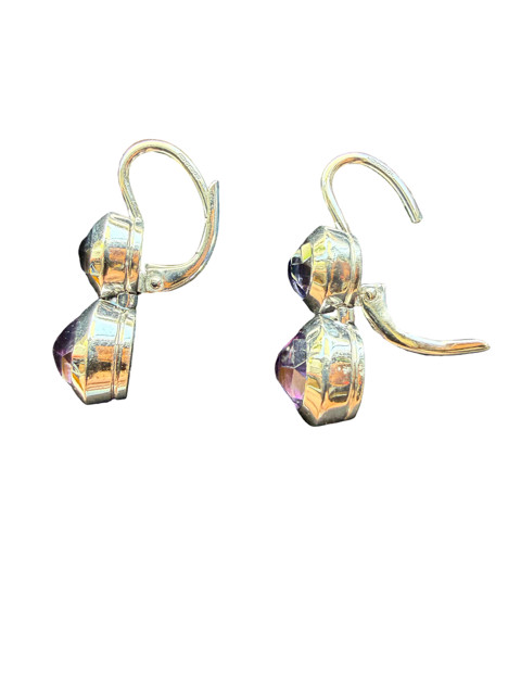 Tiffany & Co. 18k White Gold Double Drop Iolite and Amethyst Earrings
