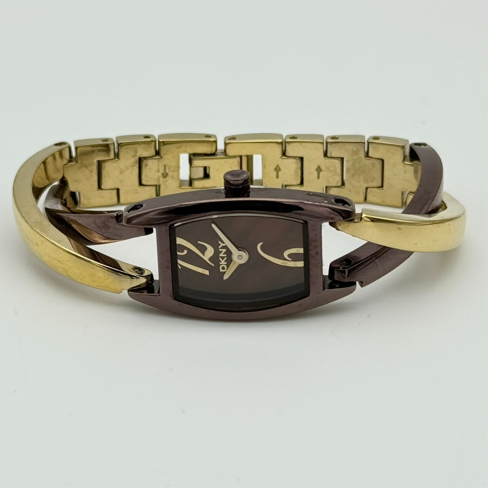 Women’s DKNY Brown/Gold Tone Solid Stainless Steel Petite Bracelet Watch NY4285
