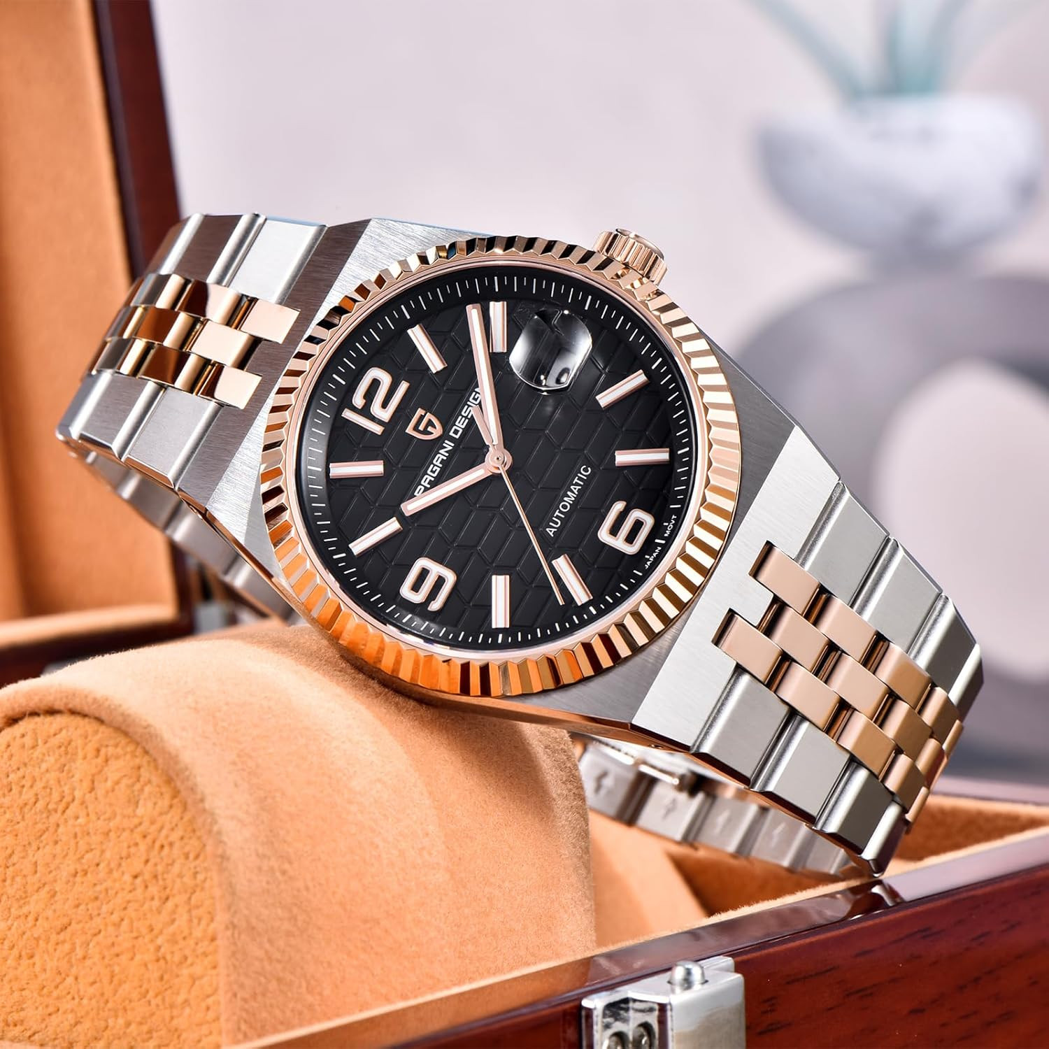 Men’s Luminous Japanese Automatic Watch, 10ATM Waterproof, Stainless Steel