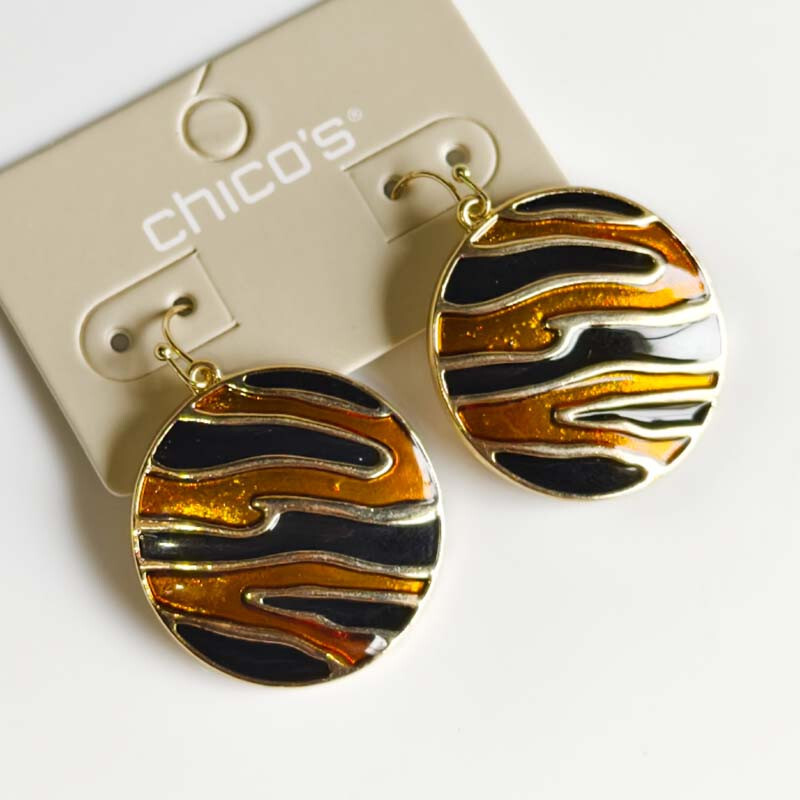 New Chicos Round Tag Drop Earrings Gift Fashion Women Party Holiday Show Jewelry