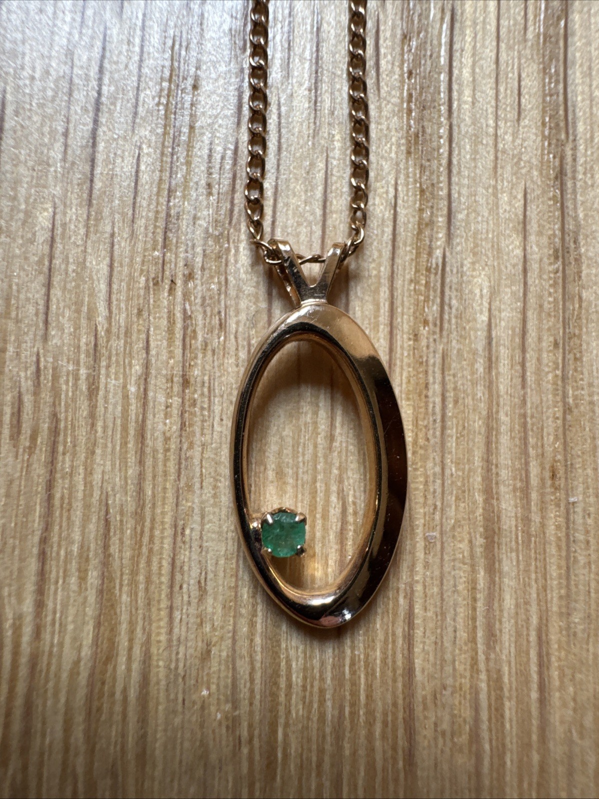 Natural Emerald Pendant With Chain Gold Filled Necklace Read