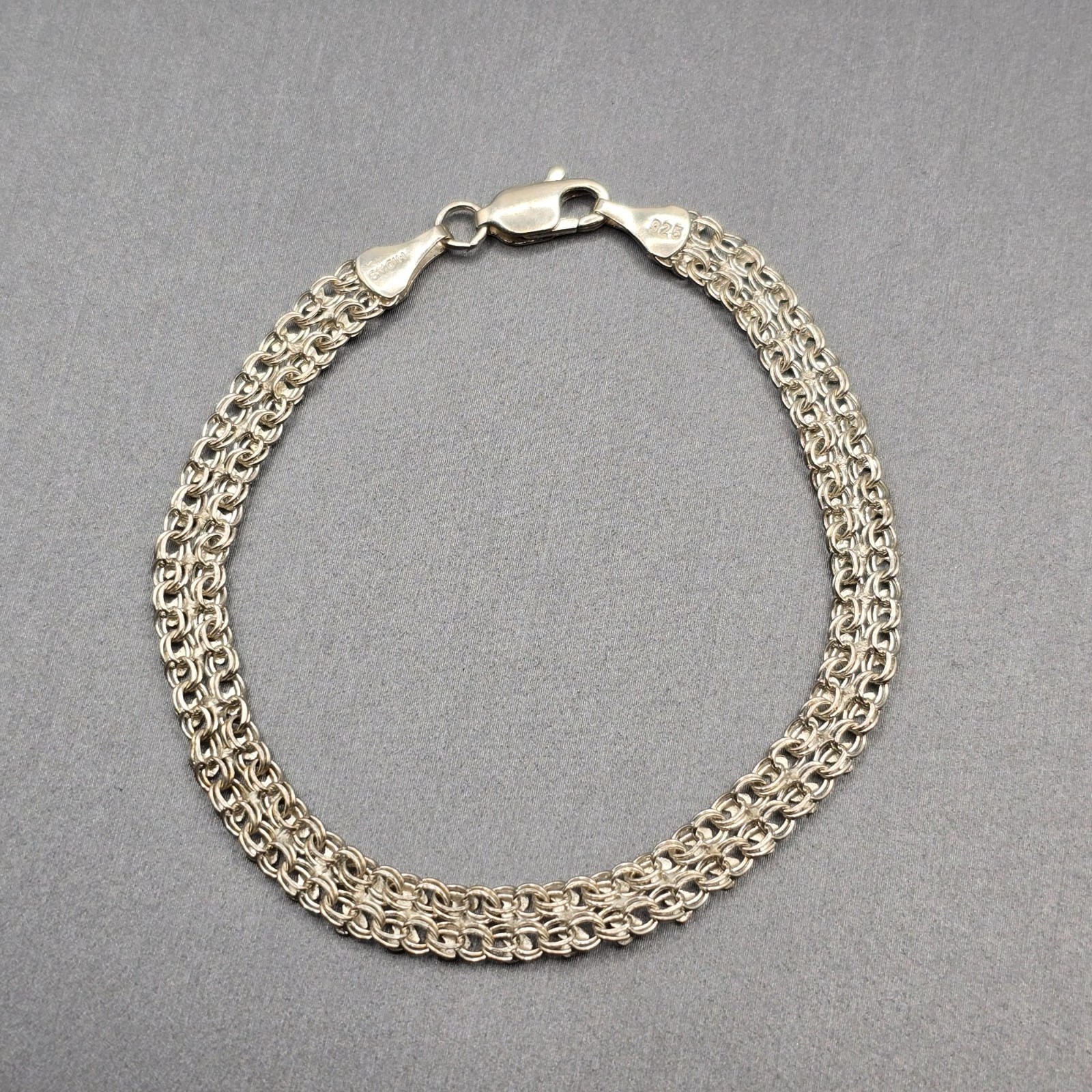 Midas Sterling Silver Interlocking Heart Link Bracelet 6.75″ Romantic Italy
