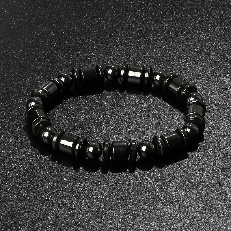 Arrow Hematite Bracelet Beaded Stretch Classic Round Stone Style Men Jewelry
