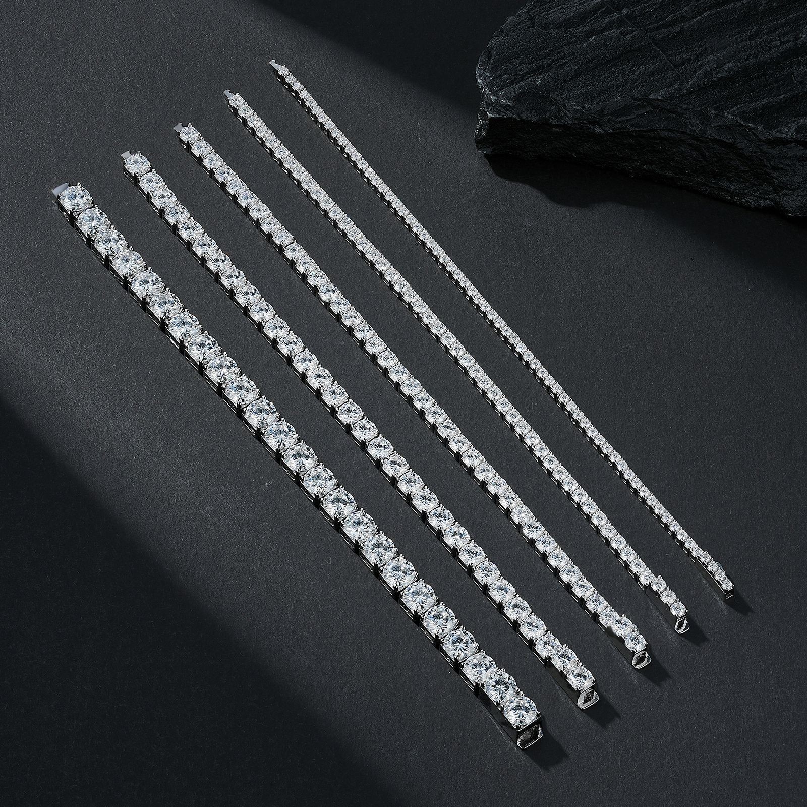 925 Sterling Silver 2-5mm D VVS Moissanite Tennis Bracelet Wedding Party Jewelry