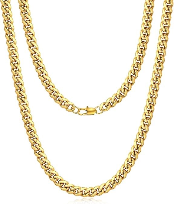 Cadenas de Titanium Cadena Cubana Oro 18K Eslabón Cubano Regalos Para Hombres US