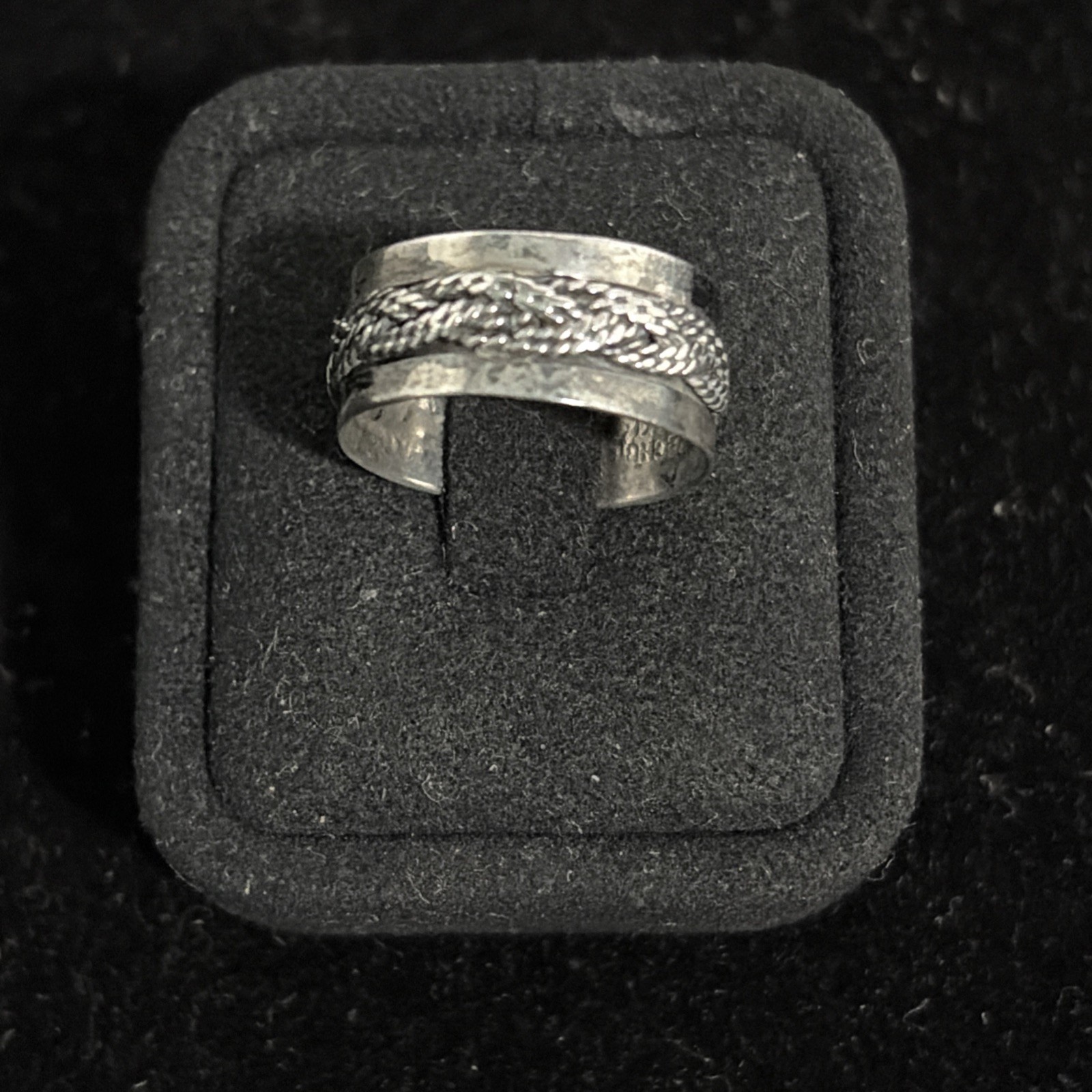 Vintage Taxco Mexico Sterling Silver Braided Ring Size 7 TECNO Eagle 3.0g