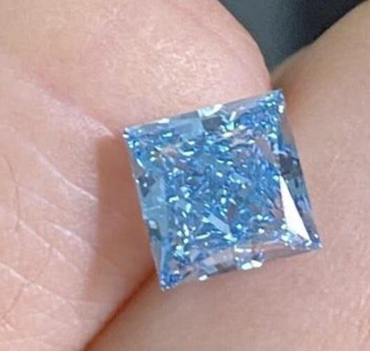 CERTIFIED 4.15 Ct Natural blue Diamond Priencess Cut LOOSE VVS1/ 8.6 mm