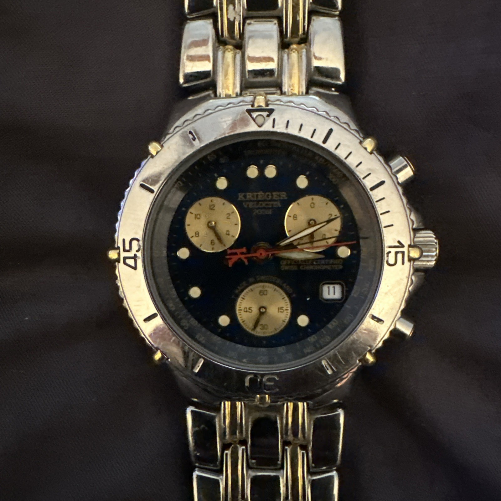 Krieger Swiss Chronometer Men’s Chronograph Stainless Steel 20 ATM Wristwatch