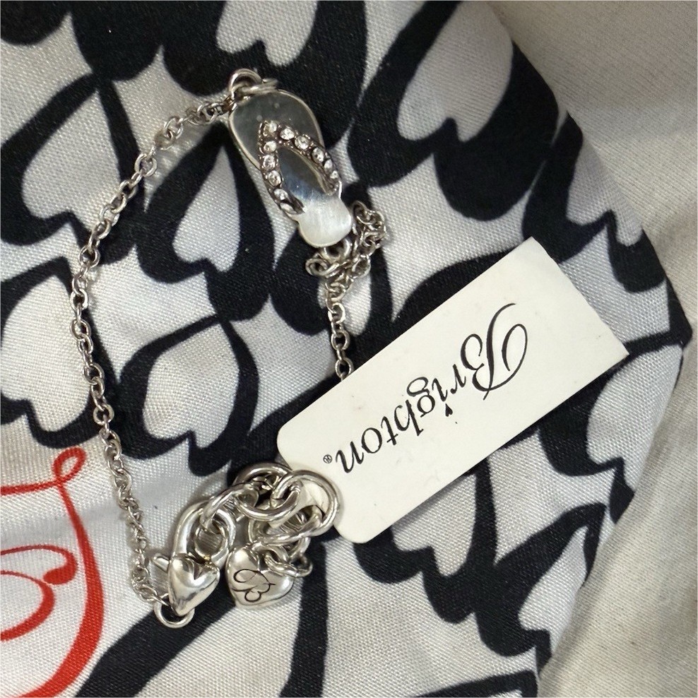 Brighton Starry Night Heart Charm Bracelet Silver Plated Crystal 7.6-8in