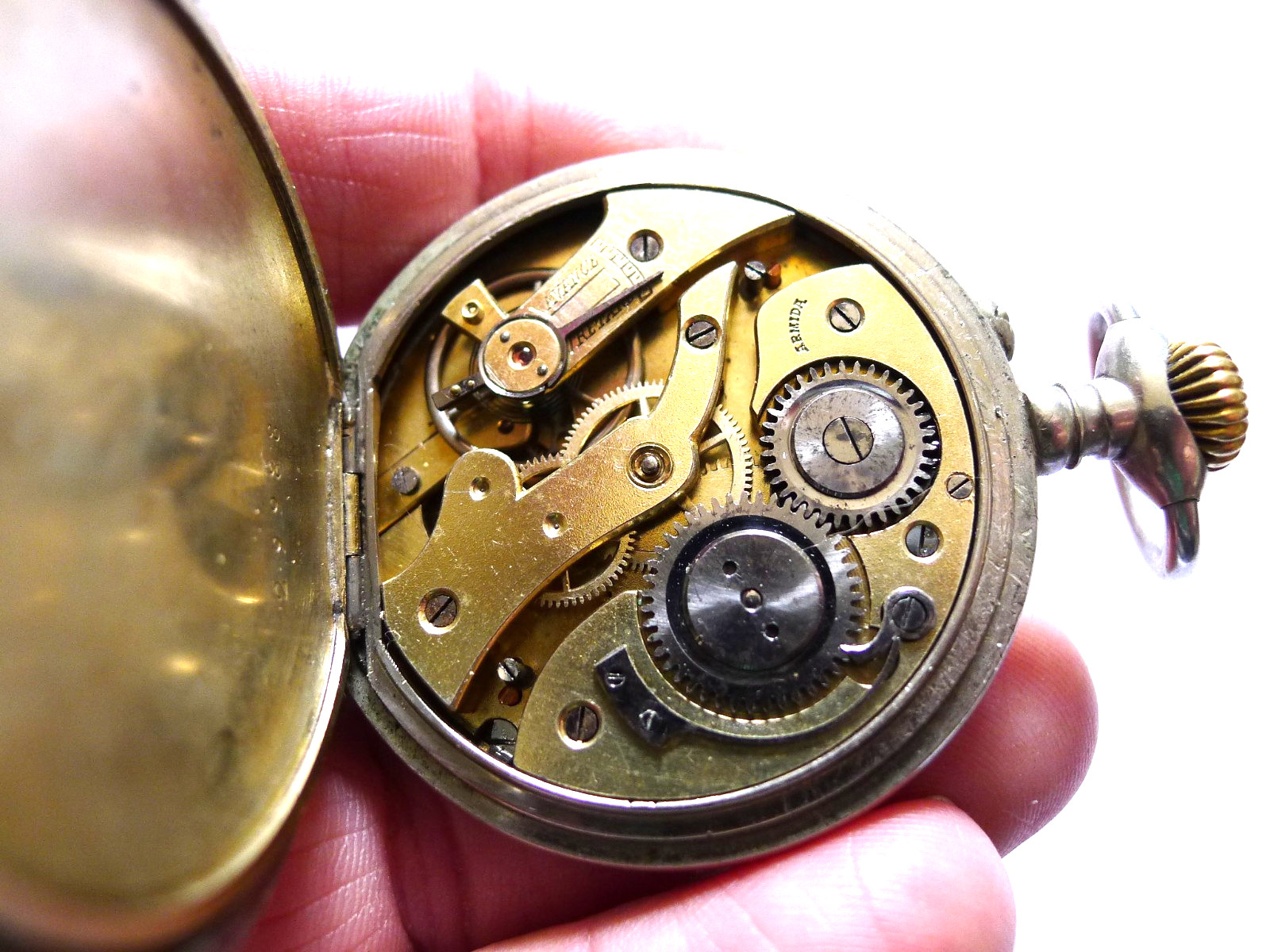 Armida C1900 Nickel White Dialed 48mm Pin Set Pocket Watch. Working. GC