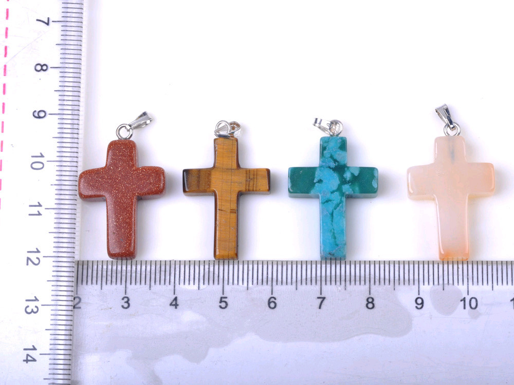 10pcs mass mixed natural stone cross necklaces pendants jewelry party gifts